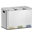 Papelera Triple de Cocina SONGMICS, 3 x 15L, Acero con Pedales