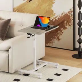 Mesa Auxiliar Ajustable con Ruedas para Sofá y Oficina