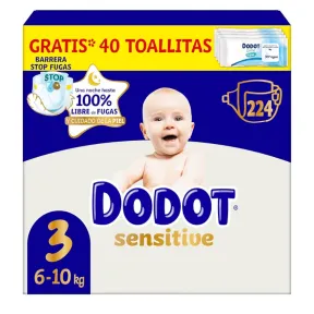 Dodot T3 Sensitive 224 pañales y 40 toallitas