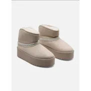 Botines color crema y negro con plataforma