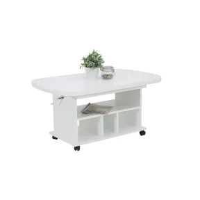 Mesa Auxiliar Extensible y Regulable de Madera con Ruedas