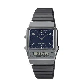 Reloj de acero Casio Collection - Cronómetro negro y gris