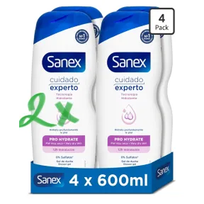 Gel de Ducha Sanex Pro Hydrate 8 x 600ml, Sin Sulfatos