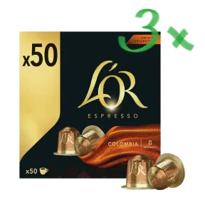 Cápsulas L'OR Espresso Colombia 150 unid, Intensidad 8