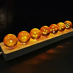 Lámpara LED 7 Bolas de Dragón con Base de Madera Anime