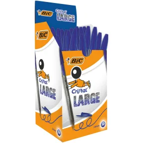 Bolígrafos BIC Cristal Large Azul - Paquete de 50 unidades