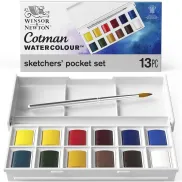 Estuche de acuarelas CotMan Winsor & Newton, 12 colores y pincel