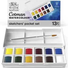 Estuche de acuarelas CotMan Winsor & Newton, 12 colores y pincel