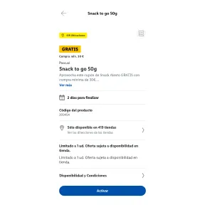 Snack gratis al comprar mínimo 30€ en Lidl