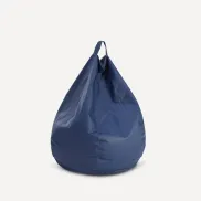 Puff azul y gris oscuro de polipiel al mejor precio