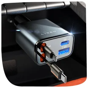 Cargador Rápido Retráctil de Coche LISEN 84W
