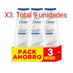 Dove Gel de Ducha Hidratación Profunda, 3 x 400 ml