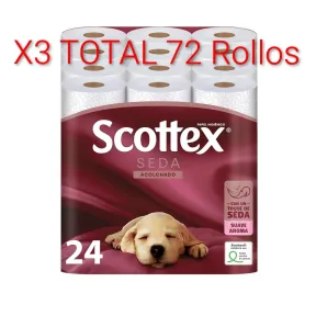 Pack de 24 Rollos Scottex Higiénico Acolchado 3 Capas