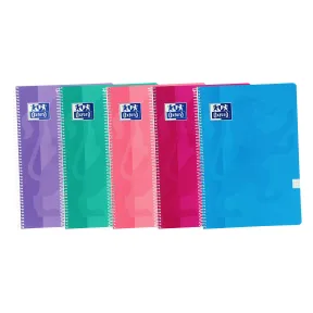 Cuadernos A4 Oxford 4x4, Pack de 5, Tapa Blanda, Colores