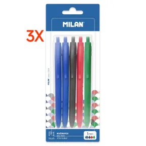 Bolígrafos 3 X MILAN P1 Touch, 5 unidades en 3 colores