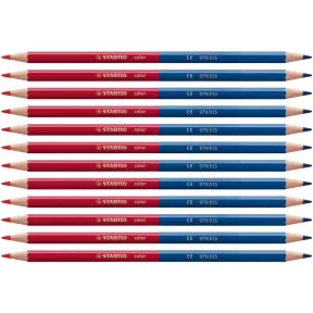 Lápiz de color bicromático STABILO - pack de 12 rojo y azul
