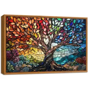 Cuadro Moderno Árbol de la Vida con Gemas de Colores