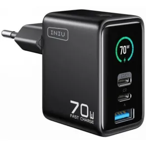 Cargador compacto INIU Leopard 70W GaN con pantalla TFT