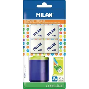 Collection School: Blister con Sacapuntas y 4 Gomas de Borrar