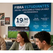Fibra 300Mb Movistar Estudiantes: Sin permanencia y TV opcional
