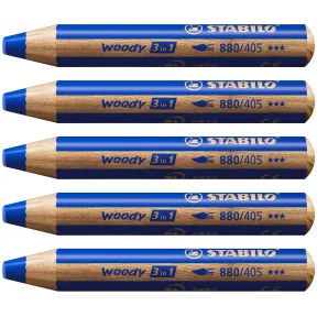 Lápiz Woody 3 en 1 STABILO, azul ultramar, para múltiples superficies.