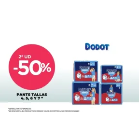 Pañales Dodot Pants: 2ª Unidad al -50% en Marvimundo