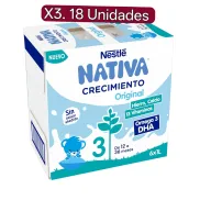Leche líquida Nestlé NATIVA 3 sin azúcar 6x1L - 18 unidades