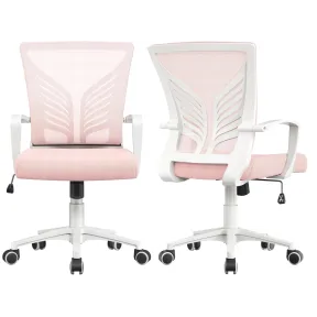 Silla de Oficina Rosa Malla 2 con Inclinación Yaheetech