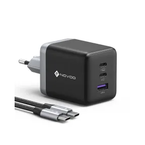 Cargador USB C NOVOO 100W, 3 Puertos y Cable PD
