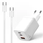 Cargador USB-C 65W con 3 Puertos y Cable de 1 m