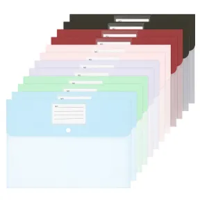 Fundas de plástico A4, 6 colores, cierre y 150 hojas