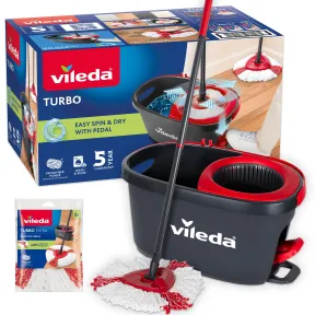 Juego de Fregona Giratoria Vileda Turbo con Cubo y Recambios