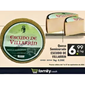 Semicurado Escudo de Villarrin: Queso a 6,99€/Kilo