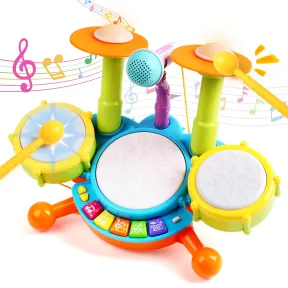 Set Musical Bebés: 3 Tambores, Platillos y Micrófono