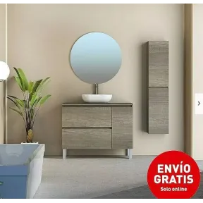 Mueble de baño con espejo y lavabo - Ancho 100 cm