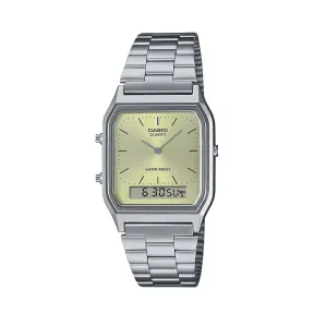 Reloj Analógico-Digital Casio Vintage Verde-Dorado en Acero