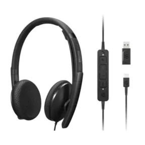 Auriculares con cable Lenovo, diseño ligero y frecuencia amplia.