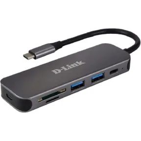 Hub 5-en-1 D-Link DUB-2325 Lector de Tarjetas USB-C Negro.