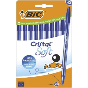 Bolígrafos BIC Cristal Soft Azul 1,2 mm - Caja de 10 unidades