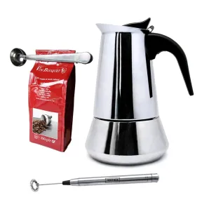 Cafetera italiana 10 tazas Nerthus FIH 1124 + espumador y pinza