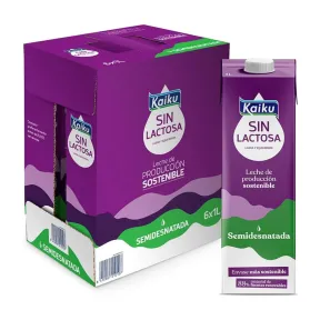 Leche Semidesnatada Sin Lactosa Kaiku - Pack 6 x 1 L