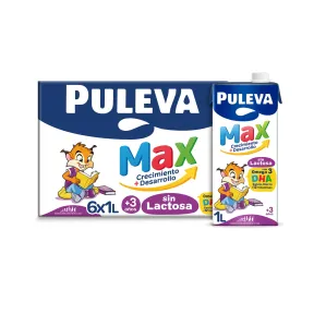 Leche de Crecimiento Puleva Max Sin Lactosa +3 Años Pack 6x1l