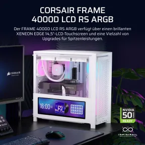 Caja ATX CORSAIR 4000D LCD RS ARGB – Blanca con pantalla táctil