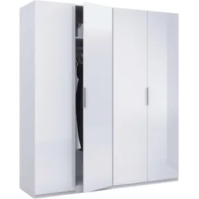 Armario Grande Blanco Brillo 4 Puertas, 200x180x52 cm