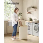 Cesta de Ropa Sucia Plegable con Tapa, 90L, Tejido Oxford
