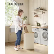 Cesta de Ropa Sucia Plegable con Tapa, 90L, Tejido Oxford