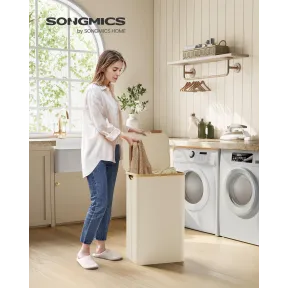 Cesta de Ropa Sucia Plegable con Tapa, 90L, Tejido Oxford