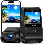 Cámara Doble Lente 2.5K WOLFANG para Coche con Monitor 24h