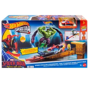 Conjunto de Pista Hot Wheels Spider-Man y Hulk con Vehículo
