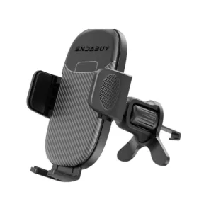 Soporte resistente para coche con rotación 360° y liberación fácil.